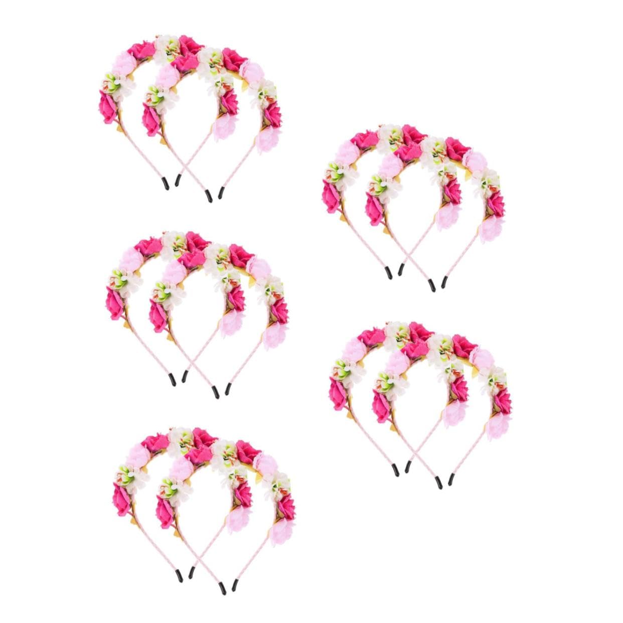 VICASKY 10 Stück Realistischer Blumenkranz Kunstblumen Haarkranz Stirnband für Frauen Mädchen Hochzeit Party Festival Accessoire Natürlicher Look Langlebig