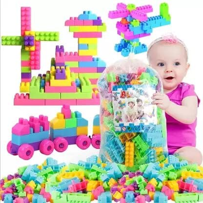 Diy Plastic Building Blocks For Kids 50+ Pcs (Multicolor)
