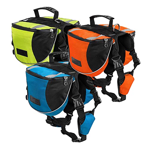 Arnés de Senderismo para Perros Mochila con Bolsillos Laterales (Talla-M Verde) Cover