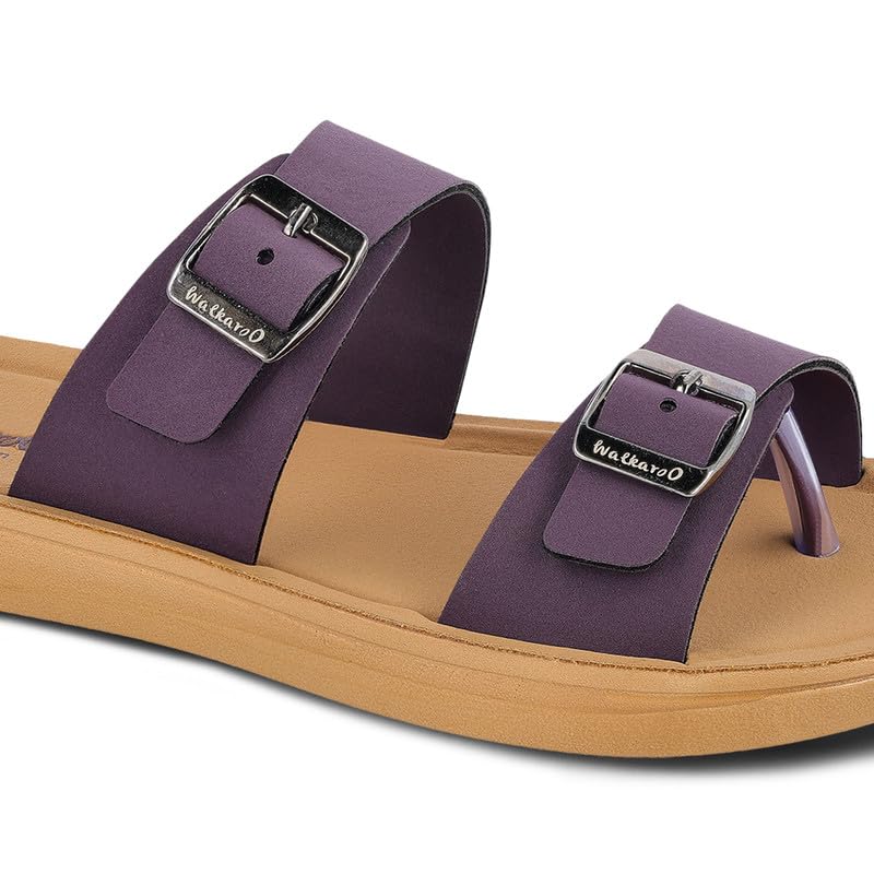 Image of WALKAROO Women's Fashion Sandals with Cushion Sole, Toe Seperator, Dual Straps with Buckles and Lightweight - WL7581