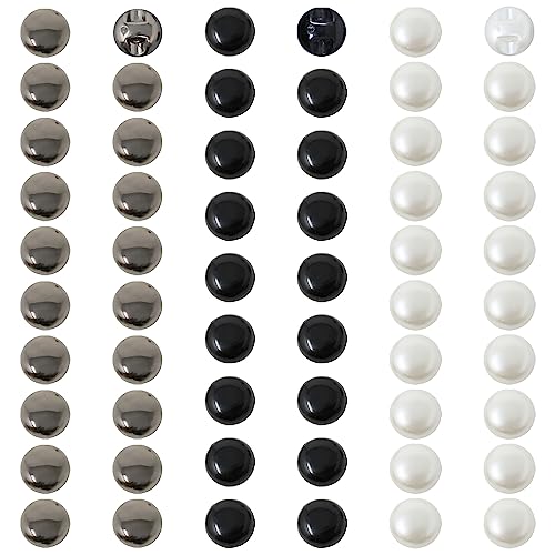 Honbay 60PCS Dainty Pearl Buttons - Round Plastic Resin Sewing Buttons for Wedding Dress, Skirts, Gloves, Sweaters, Shirts, Hats, Scarves, Headbands and Other Craft Projects
