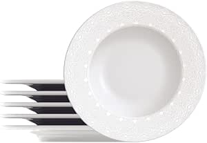Tramontina Ensemble 6 Assiettes à Dessert Rondes Porcelaine Blanche Augusta 21cm - Élégantes Et Durables