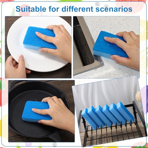 Image of 50 Pcs Individually Wrapped Sponges, Uncompressed Non Scratch Scrouing Sponges for Household Cleaning Dishes Kitchen Airbnb Apartment Car Bike Blue