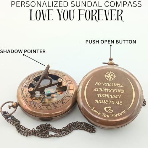 Brújula reloj de sol personalizada de latón 3 pulgadas miniatura 2