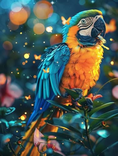 Peinture par numéro adulte et enfant 70x90cm motif oiseau et fleurs