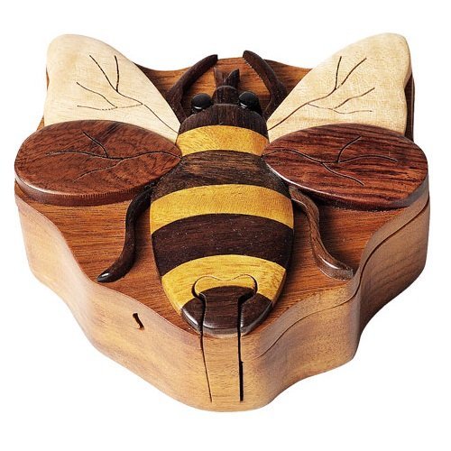 Wood Intarsia Bee - Secret Wooden Puzzle Box #TOP19