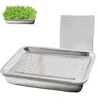TAKONE 27×20 cm Edelstahl Keimschale – Sprossen Anzuchtschale mit 4 Anzuchtpapieren, rostfrei, spülmaschinenfest – Für Microgreens, Kresse und Sprouting