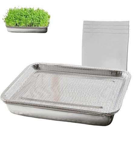 TAKONE Edelstahl Keimschale 27x20 cm Sprossen Anzuchtschale Microgreens