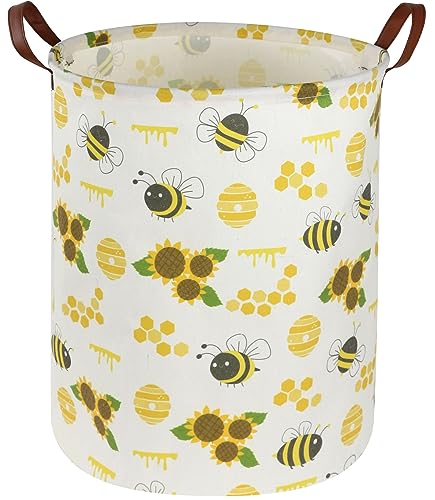 Image of Sanjiaofen Baby Laundry Hamper,Baby Hamper for Nursery Girls,Sunflower Storage Baskets for Bedroom,Yellow Hamper,Toy Bins,Gift Baskets,Home Decor(Bee) …