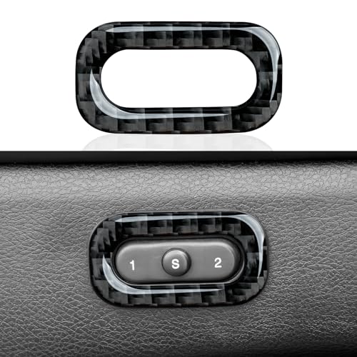 Image of Car Seat Memory Button Cover Decals for 2011-2020 Dodge Durango / 2011-2021 Jeep Grand Cherokee WK2 /2022 WK Accessories Carbon Fiber Stickers