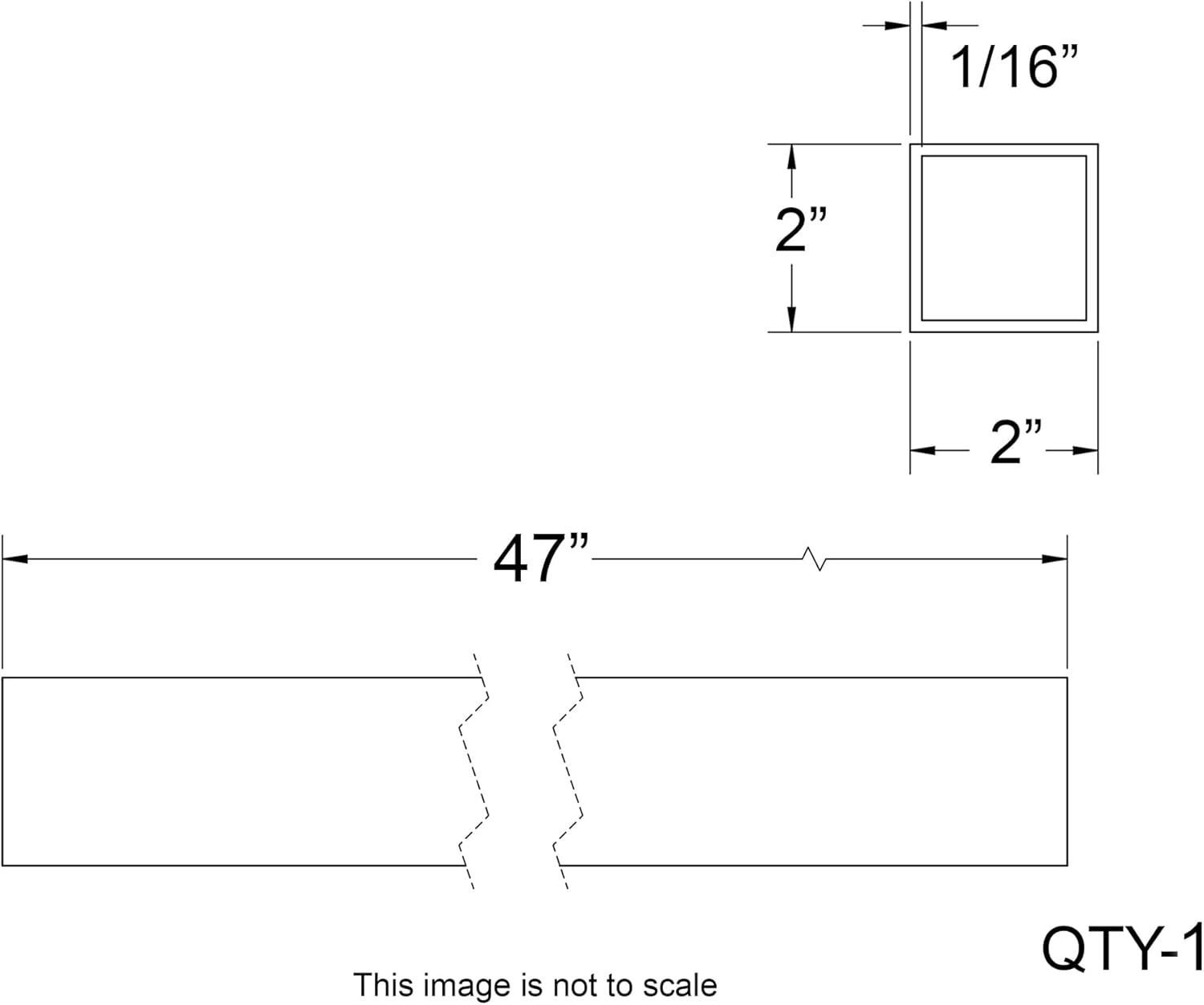 6061-T6 Aluminum Tubing, 2" x 2" Aluminum Square Tube, 0.0625"(1/16) Wall x 47" Length Straight Metal Seamless Tube for DIY, Industrial Projects, Decoration, ect.(1 Pcs, 47" total)