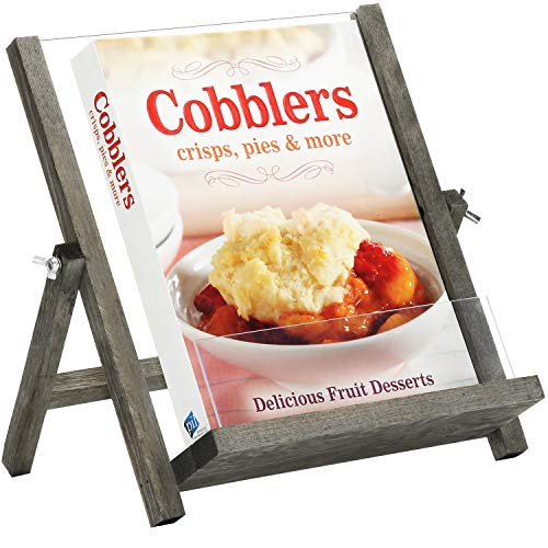 Mygift Vintage Gray Wood Cookbook Stand With Clear Acrylic Front Panel, Kitchen Counter Recipe Tablet Book Holder Display Easel Stand With Kickstand #TOP5