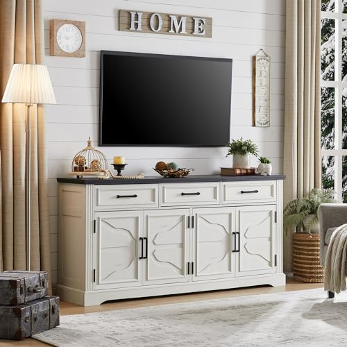 JXQTLINGMU-TV-Stand-for-TVs-Up-to-75-66-Wide-Entertainment-Center-with-4-Door-3-Drawers-Media-Console-Table-for-Living-Room-Off-White JXQTLINGMU TV Stand for TVs Up to 75 66 Wide Entertainment Center with 4 Door 3 Drawers Media Console Table for Living Room Off White
