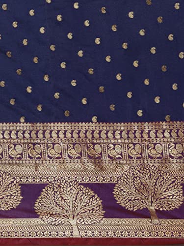 Image of Panzora Women's Banarasi Silk Saree With Unstitched Blouse Piece