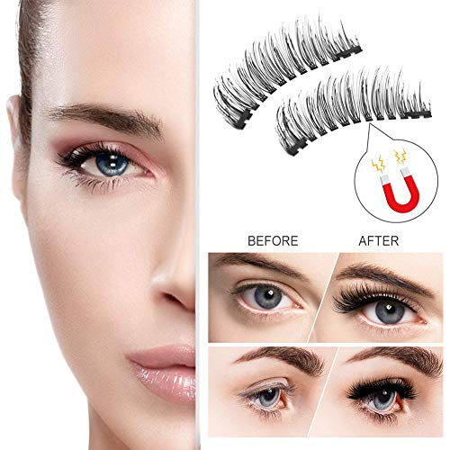 Magnetic Eyelashes,Falses Eyelashes Magnetic,3d Magnetic eyelashes,Magnetic Lashes Reusable Natural Ultra Thin Magnetic Falses Eyelashes for Party Dating Wedding,8pcs with Tweezers