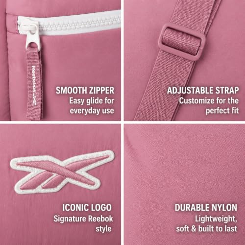 Image of Reebok Crossbody Bags for Women - Lightweight Nylon Small Cross Body Bag Purse with Adjustable Strap for Casual Travel