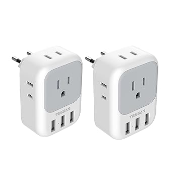 European Plug Travel Adapter, TESSAN Power Adapter with 2 USB Charging Ports