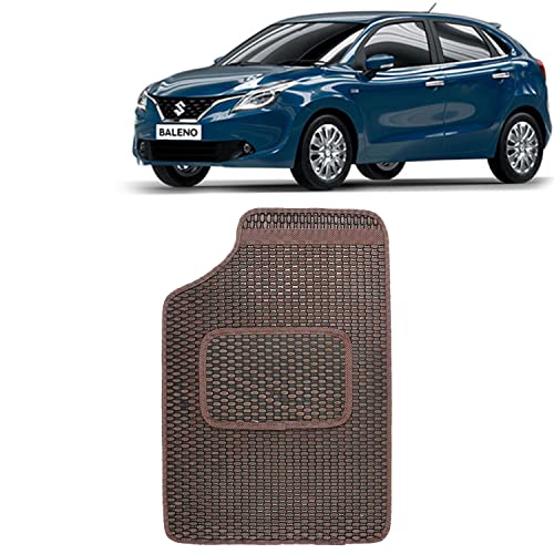 Image of Kingsway Dotted Design Car Floor Foot Mats Universal Fit for Maruti Suzuki Baleno, Model Year : 2015-2018, Water and Dustproof, Color Brown, Set of 5 Pieces