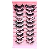 Pestañas Postizas Naturales 10 Pares PestañAs Postizas 3D Blando Suave Negro Eyelash Hecho a Mano Largas Reutilizable Varios Ocasiones Pestañas Impermeable