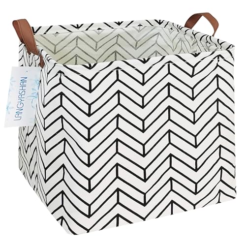 LANGYASHAN Square Storage Baskets Waterproof Canvas Children Laundry Nursery Hamper for Shelves Gift Baskets Toy Organizer Room Decor (Geometric)