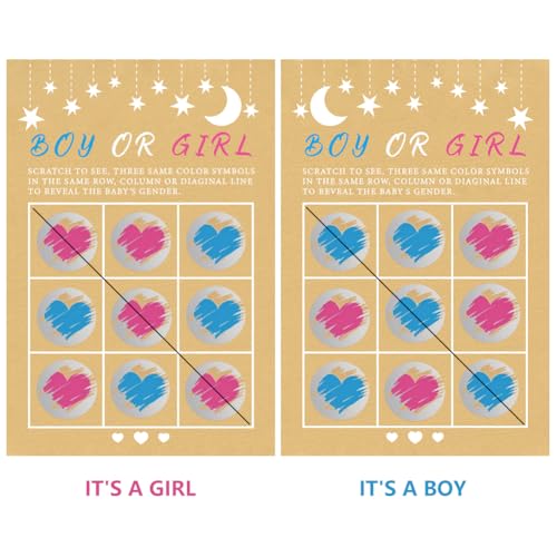 Danbghyuo 5pcs Geschlecht Reveal Scratch Off Karten - Boy or Girl ? Reveal Spiele, seine ein Junge Geschlecht Reveal Tic Tac Toe Board, Reveal Ideen Party & Scratch off Game