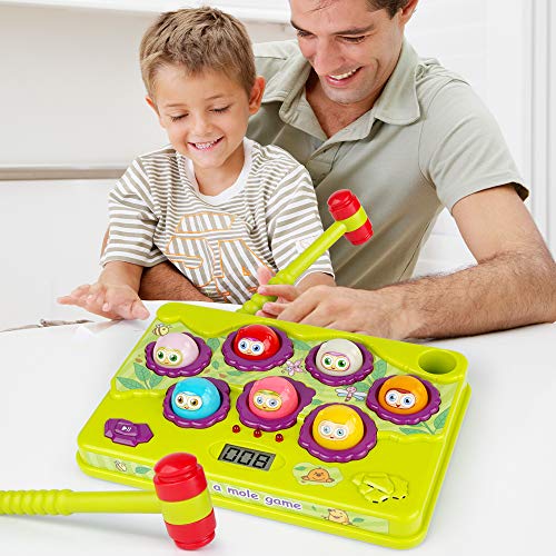 Baodlon Interactive Pound A Mole Game, Toddler Toys, Light-Up Musical Pounding Toy, Early Developmental Toy, Fun Gift For Age 3, 4, 5 Years Old Kids, Boys, Girls, 2 Soft Hammers Included #TOP5