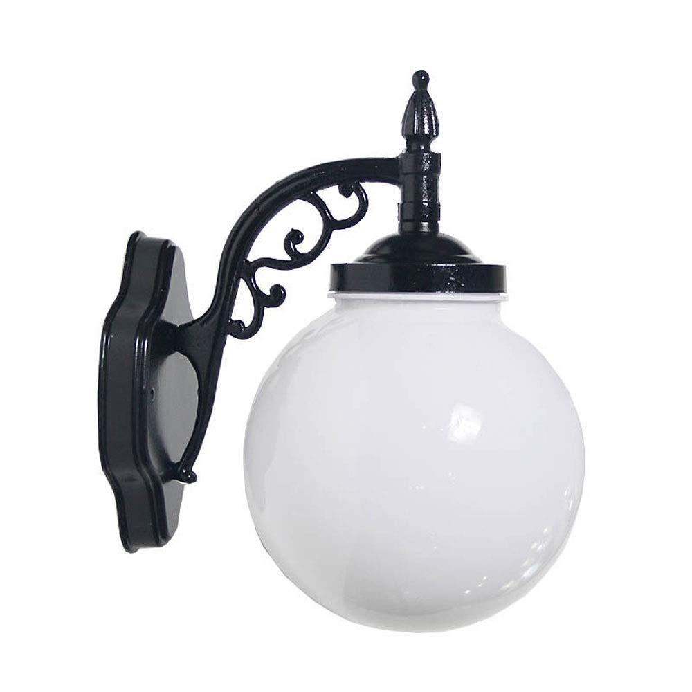 Lampe murale extérieure imperméable en aluminium et boule blanche PMMA