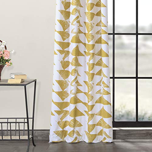 HPD Half Price Drapes Grommet Printed Cotton Twill Curtain (1 Panel), Triad Gold, 50 X 108 - Image 3