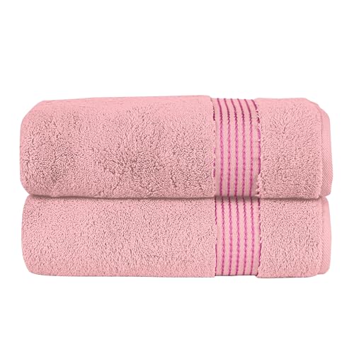 Elegant Comfort Premium Turkish Cotton 2 Pack Bath Towel Set - 27 x 54 inch, Luxurious Hotel Spa Quality 100% Turkish Cotton 2PC Bath Towel Set - Highly Absorbent - Soft Bathroom Towels, Dusty Rose