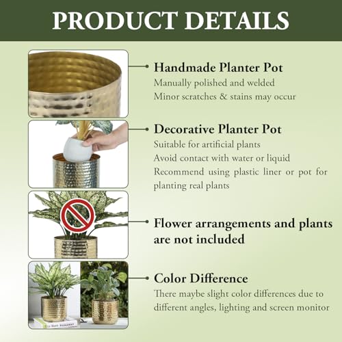 Mygift DECO2484BAS 6-Inch Shiny Brass Tone Metal Plant Pot thumb #3