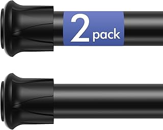 Corklatta 2 Pack Black Small Tension Curtain Rods Adjustable 16 to 28 Inch