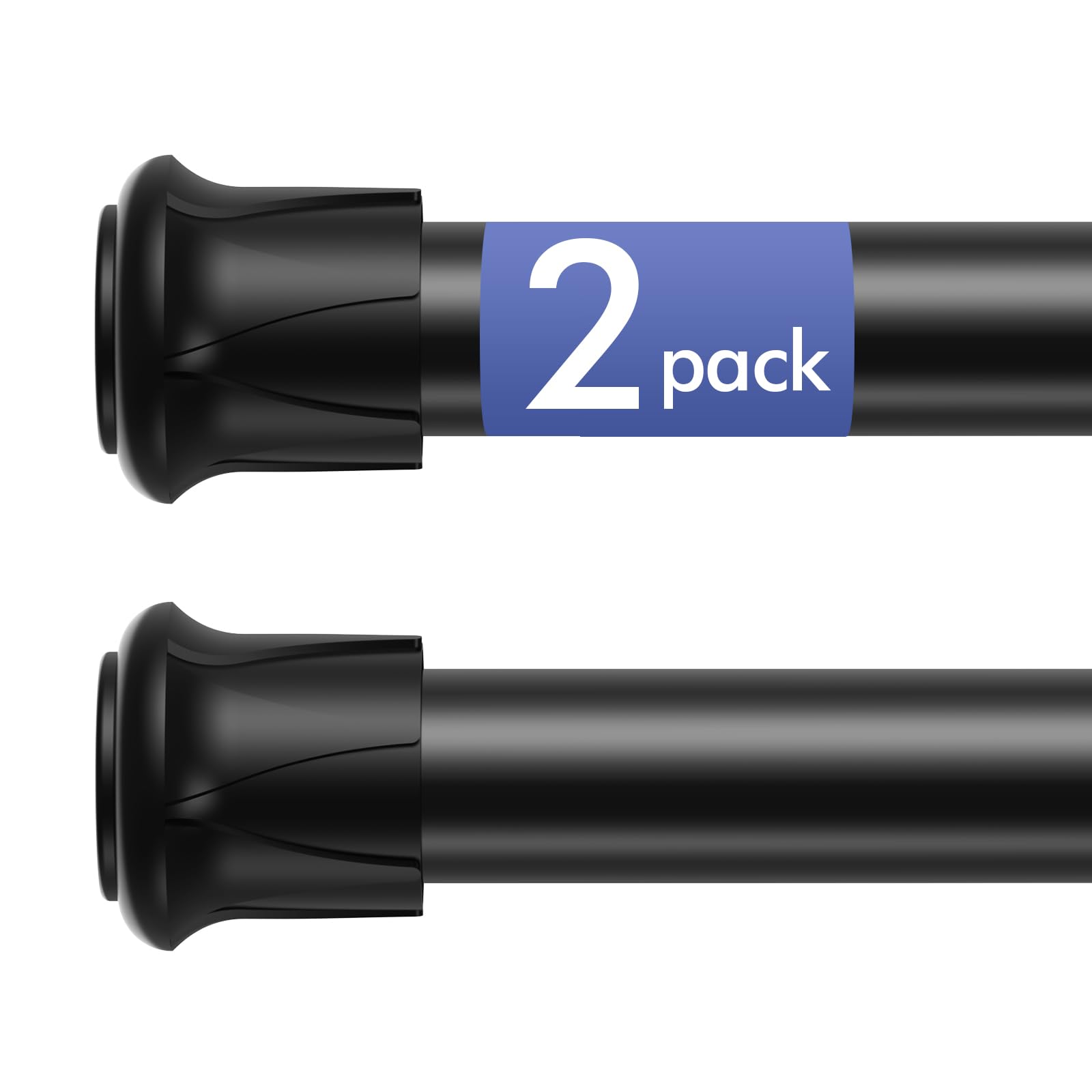 Corklatta 2 Pack Black Small Tension Curtain Rods Adjustable 16 to 28 Inch