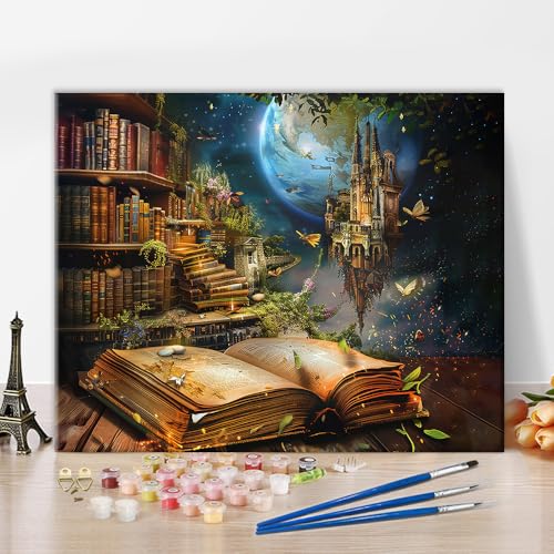 Kit de peinture par numéros pour adultes TUMOVO idée cadeau créatif motif château et botanique
