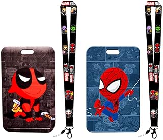 BESTZY Lanyard Neck Strap, 2 Pieces Marvel Lanyard with Card Holder, Child Lanyard Neck Strap, Lanyard with Badge Detachable Lanyard Card Holder for ID Card
