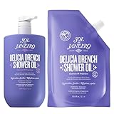 Sol de Janeiro Delicia Drench Shower Oil & Refill Pouch Bundle | Moisturizing Cleansing Oil Body Wash | 1 Liter each | Amazon Exclusive