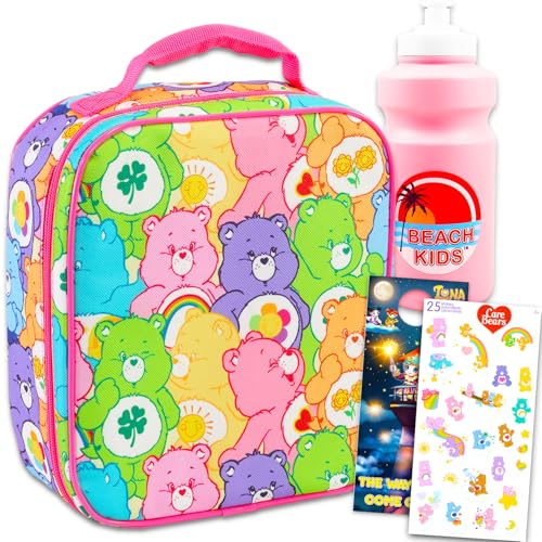 Care Bears Lunch Box Set - Bundle with Insulated Lunch Bag, Water Bottle, Stickers, More | Care Bears Lunchbox for Girls, Kids, Women
