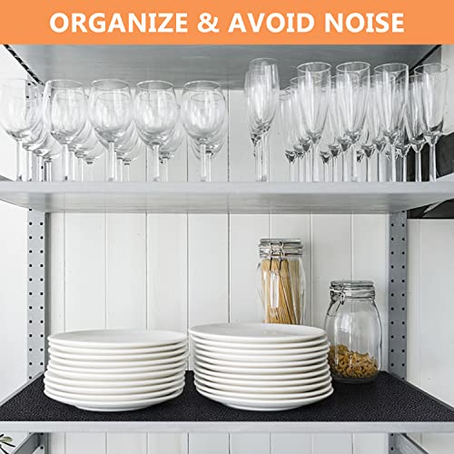 Image of Shelf Liner Kitchen Drawer Liner Cabinet Liners Non-Adhesive Refrigerator Liners with Waterproof Durable Table Place Mat for Cupboard Shelves Pantry Bathroom Drawer Tool Box-Black, 24 x 236 inches