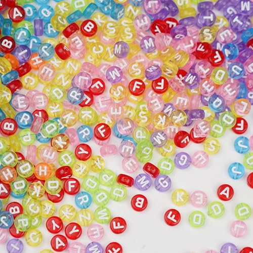 Image of Letter Beads Acrylic, Clear, 4x7mm Round