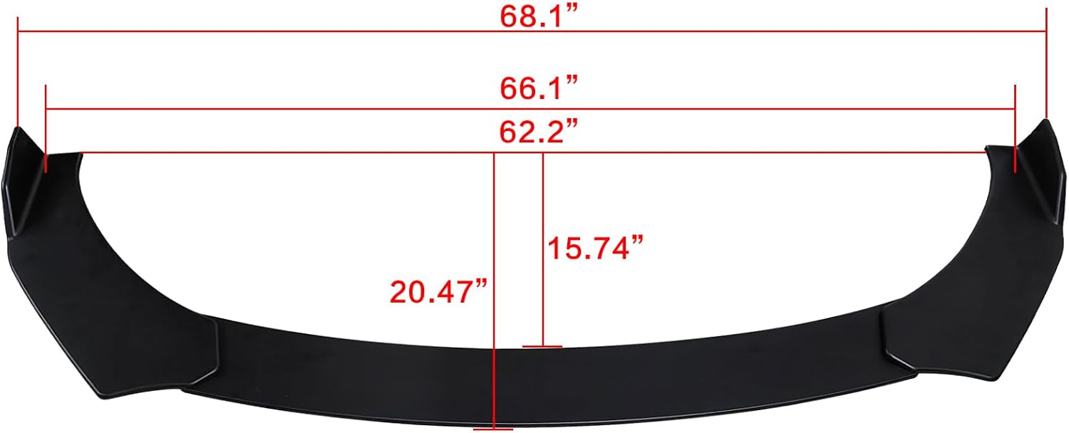 FREEMOTOR802 Adjustable Front Bumper Lip Splitter Universal Fit Most 62"-66" Width Car | A Style Black PP Air Dam Chin Spoiler Lower Guard Valance Chin Protector