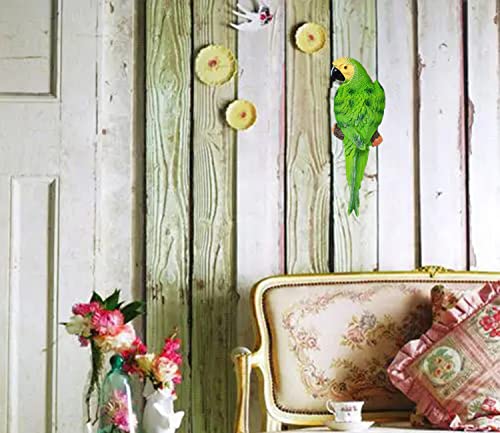 Xkflauhm Bright Resin Parrot Statues And Figurines Home Decorations, Realistic Tropical Parrot Sculpture For Wall Decor, Tree, Patio, Garden, Outdoor Pool Statues Diy Bird Ornament(Green) #TOP3