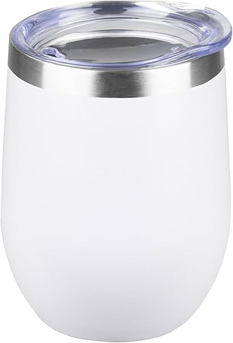 StarSpeed Vaso de vino de acero inoxidable de 12 onzas con tapa. Vaso de vino aislado de doble pared sin tallo. La copa de vino es adecuada para
