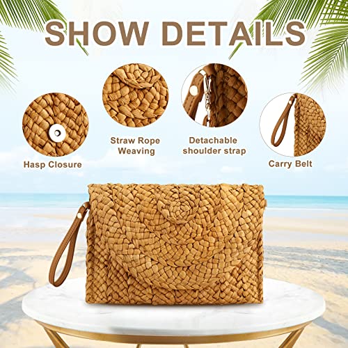 Image of Summer Straw Shoulder Bag Straw Small Clutch Crossbody Bags for Women Boho Purse Handmade Envelope | Summer