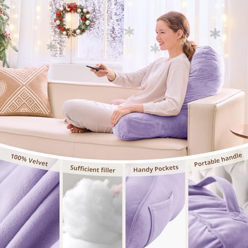Image of Sasttie Reading Pillow for Bed, Back Pillow for Sitting Up, Lavender