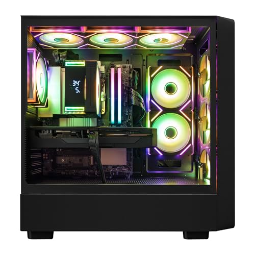 Image of Terra Plus Gaming PC Desktop Computer, Intel Core i7 14700K, Radeon RX 9060 XT, 64GB DDR5, 4TB SSD, Tower Fan Black, Windows 11 Home, RGB Lighting, WiFi, Ready to Use