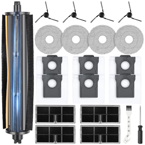 TriCut-Bürste Zubehör für Dreame L10s Ultra Gen 3 / L50 Ultra AE / X40 Ultra Complete / L40 Ultra / X40 Master/Mova P50 Pro Ultra 6 Staubbeutel 4 Seitenbürsten 4 Wischtücher 4 Filter 1 Hauptbürste