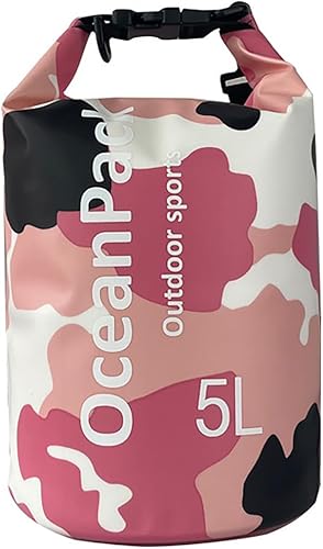 Bolsa seca impermeable de 5L10L20L para hombres, material de PVC, diseño de camuflaje, correas de hombro simplesdobles para kayak, natación, playa,