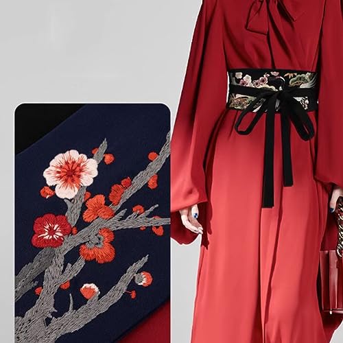 Women Japanese Obi Belt for Kimono Robe Yukata Wide Floral Wrap Tie Cinch Waistband Belts3