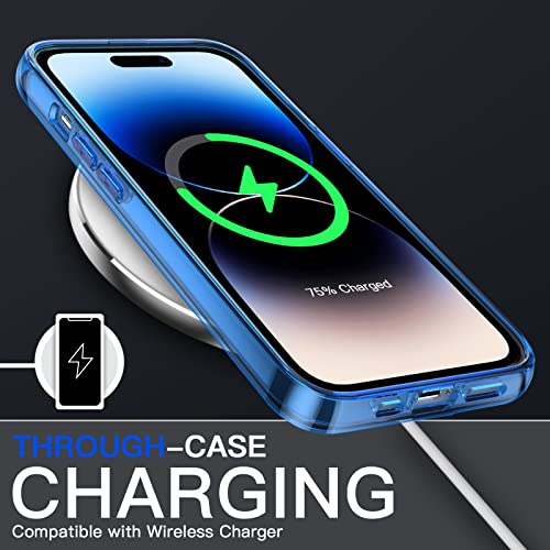 Image of JETech Cover Case for iPhone 14 Pro Max 6.7-Inch, Non-Yellowing Shockproof Phone Bumper Cover, Anti-Scratch Clear Back (Blue)