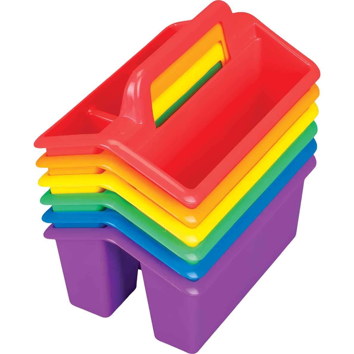 Really Good Stuff Small Stackable Utility Caddies - Assorted Rainbow Colors for Fun and Easy Storage of Small Items - (Set of 6) : Office Products