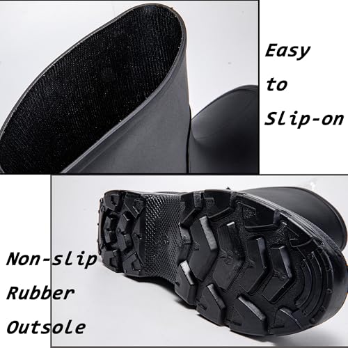 WOWSTICK Waterproof Rain Boots for Men and Women Lightweight Slip Resistant Fishing Deck Garden Mid-calf Outdoor Work Booties4